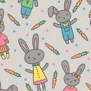 Gray Bunny Family (Large Scale)