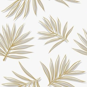 Creamy Beige Tropical Palm Leaves on White