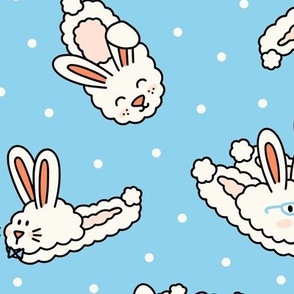 Bunny Slippers on Blue (Large Scale)