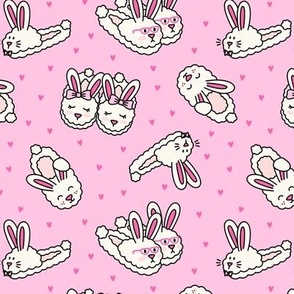 Bunny Slippers on Pink ( Medium Scale)