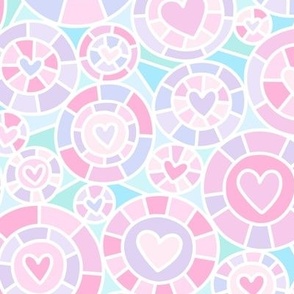 Stained Glass Hearts in Pastel Colors (Large Scale)