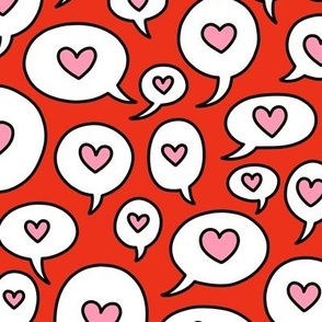 Speech Bubbles with Hearts on Red (Large Scale)