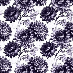 Antique Chrysanthemum Toile in Dark Royal Purple - Coordinate