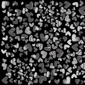 Heart Cross Stitch Grey_60x36
