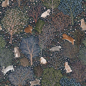 Rabbit garden, 2023 - chinese year of the rabbit design, bunnys in the meadow