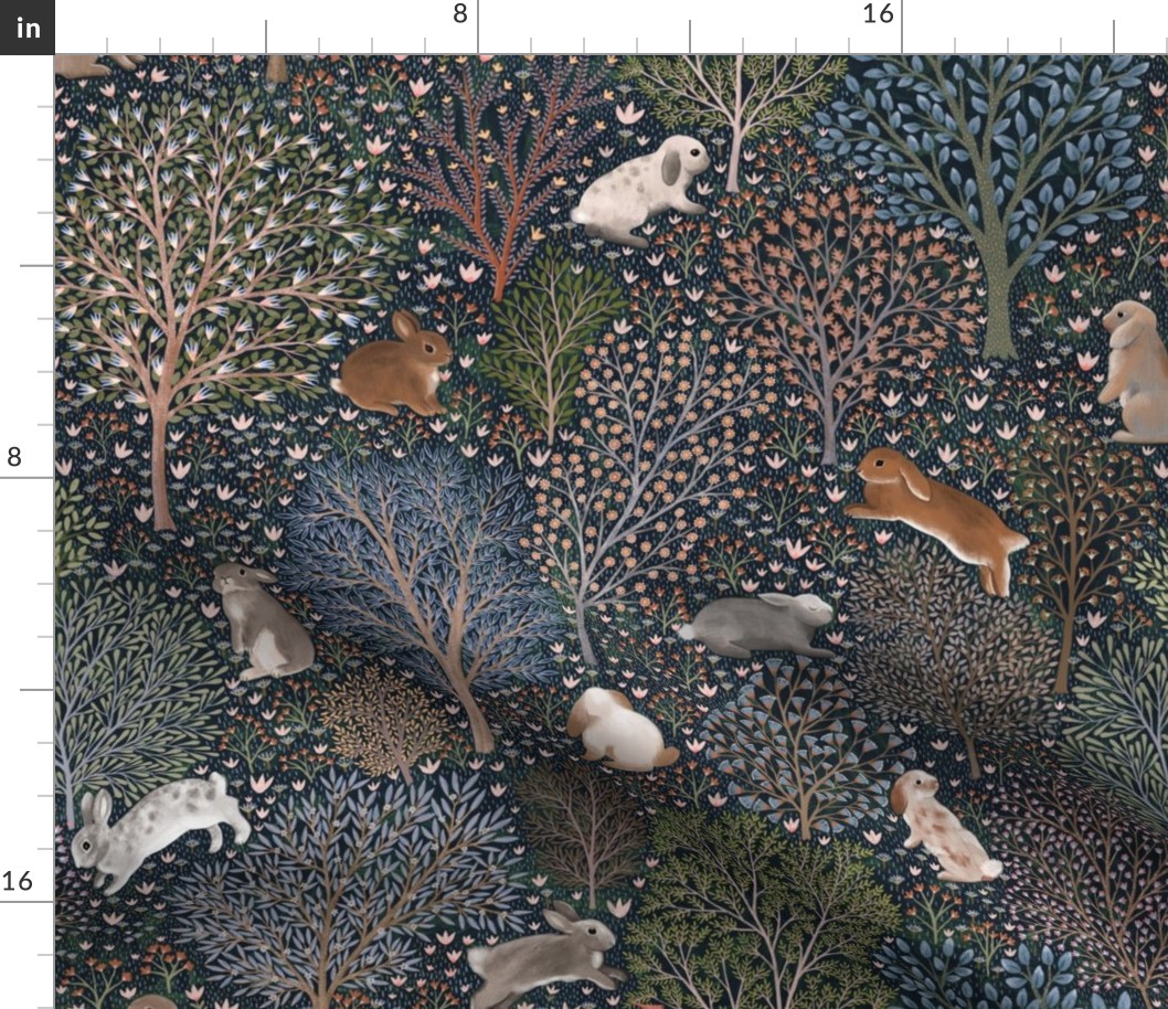 Rabbit garden, 2023 - chinese year of the rabbit design, bunnys in the meadow