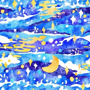 Watercolor sparkling waves 