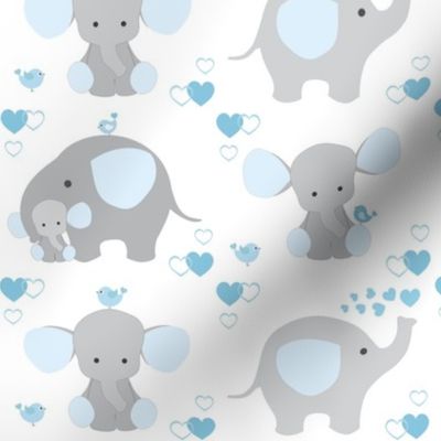 Blue Safari Elephant Baby Boy Nursery MEDIUM SIZE