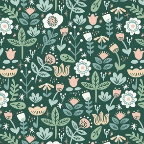 Folk Florals - Green