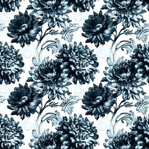 Antique Chrysanthemum Toile in Dark French Blue - Coordinate