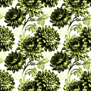 Antique Chrysanthemum Toile in Dark Titanite Green - Coordinate