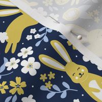 Hoppy Bunny Floral (Navy & Blue)