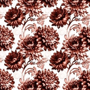 Antique Chrysanthemum Toile in Dark Aged Terra Cotta - Coordinate