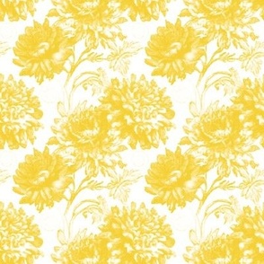 Antique Chrysanthemum Toile in Saffron Yellow - Coordinate
