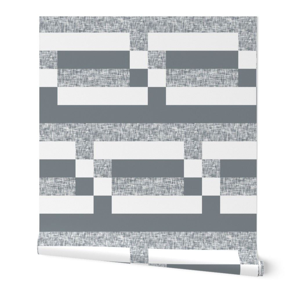 With a step: French Gray + white + textured stripes by Su_G_©SuSchaefer
