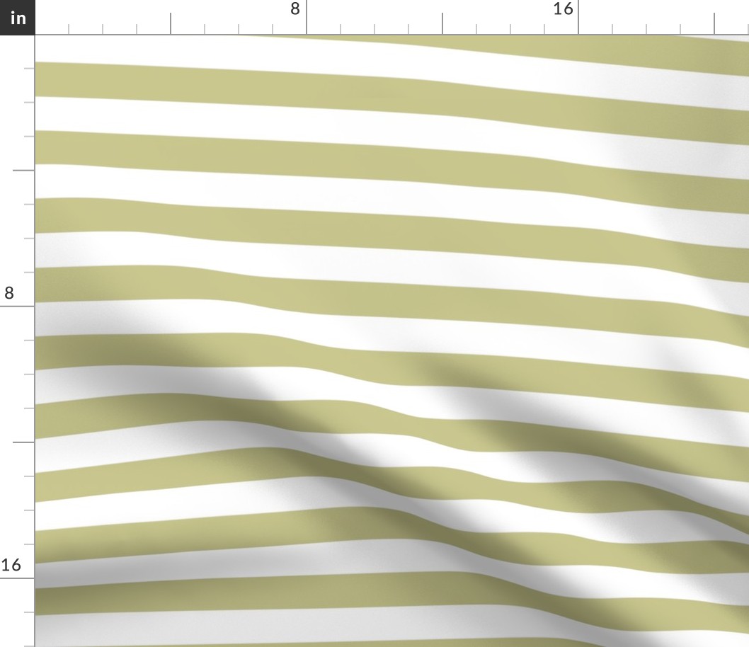One inch wide horizontal stripes, Pelican Gold + White by Su_G_©SuSchaefer