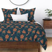 Datura - extra large - midnight, teal, and orange