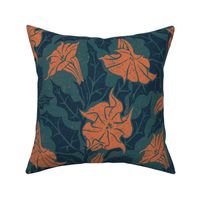 Datura - extra large - midnight, teal, and orange