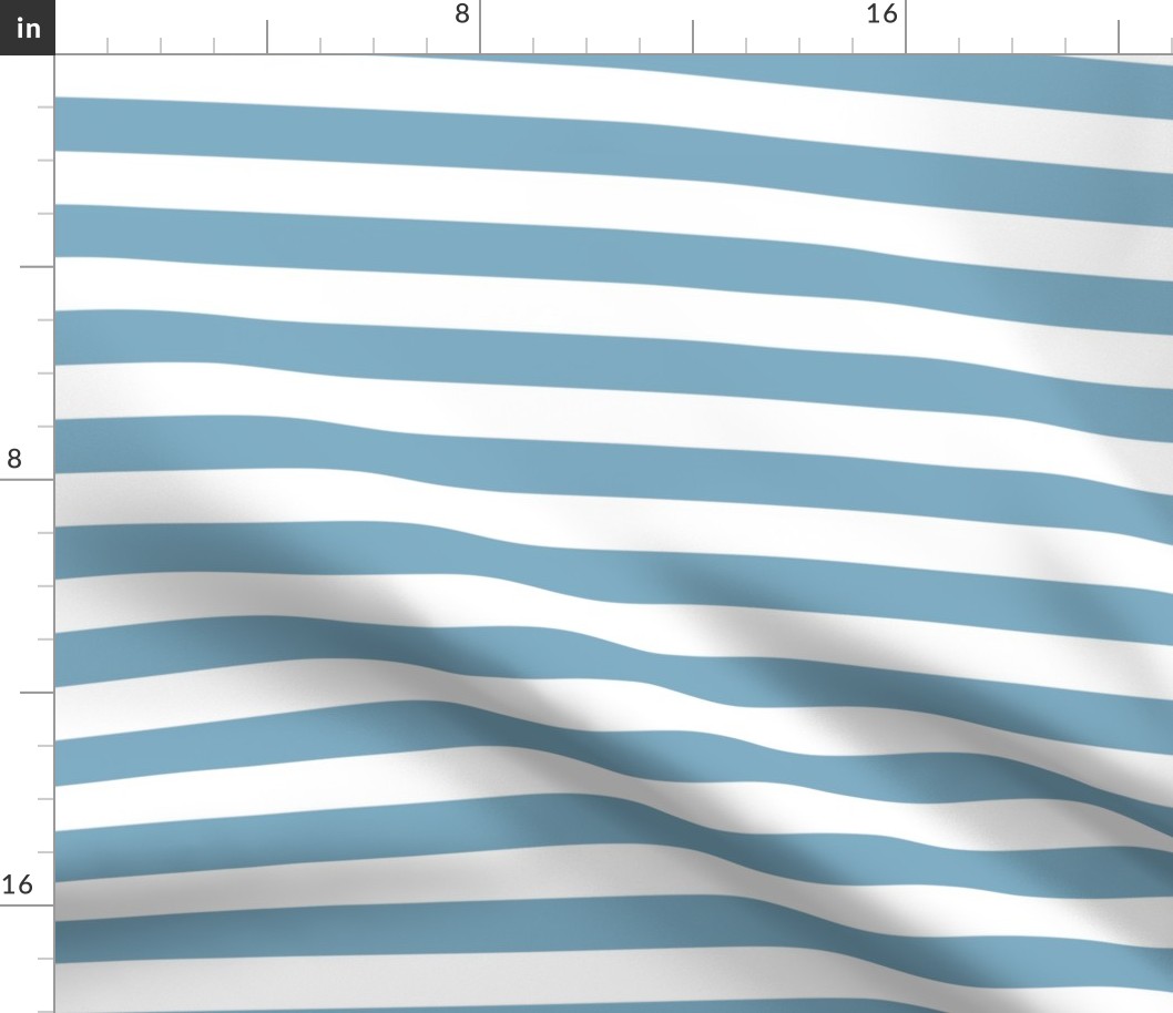 One inch wide horizontal stripes, Pelican Water + White by Su_G_©SuSchaefer