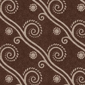 Textured Diagonal Swirls in Sepia - Coordinate