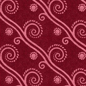 Textured Diagonal Swirls in Burgundy - Coordinate