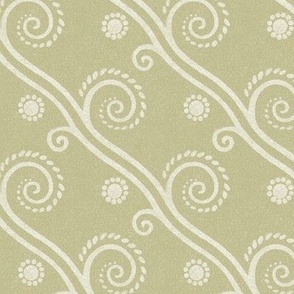 Textured Diagonal Swirls in Sage Green - Coordinate