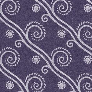 Textured Diagonal Swirls in Royal Purple - Coordinate