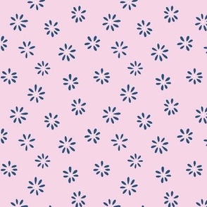 daisies (blue) on pink-SMALL