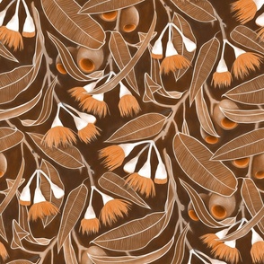 Orange Eucalyptus Flowers - sepia 