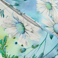 watercolor daisies blue