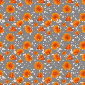 orange floral grey