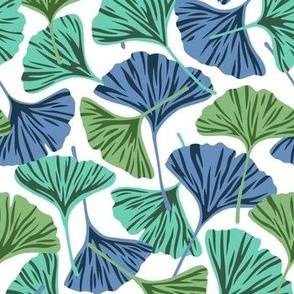 Blue, Turquoise & Green Ginkgo Leaves