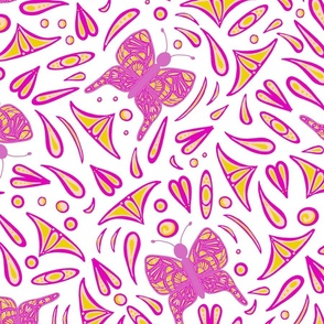 Pink and Yellow Doodle Butterfly