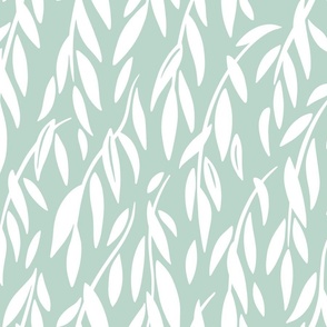 Cold Weeping Willow Leaves. Italian Villa Wallpaper