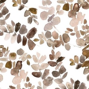 Earthy boho eucalyptus greenery - watercolor brown and beige leaves - painted foliage for modern home decor - watercolour nature b109-5