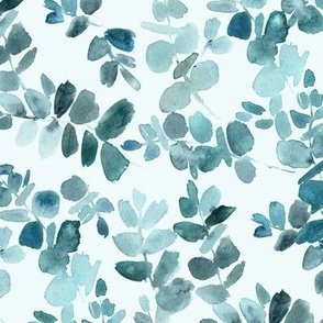emerald eucalyptus greenery - watercolor teal leaves - painted foliage for modern home decor - watercolour nature b109-9
