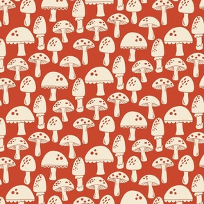 Alabaster Little Mushrooms on Red