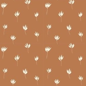 eggshell white hand painted flowers on terracotta brown