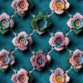 Edwardian style pale pink and turquoise floral design