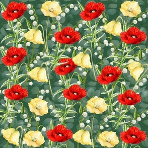 Poisonous plants & Flowers (Red & Yellow Poppy Flowers with Lily of valley)