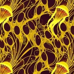 jellyfish pattern in brown and yellow