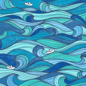 Rolling Waves Fabric, Wallpaper and Home Decor | Spoonflower