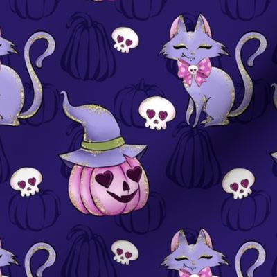 purple pumpkin and cats