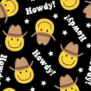 (jumbo scale) Howdy! - Happy Face Cowboy / Cowgirl - black - C23