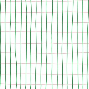 Rectangle Grid - green and pink on white - large