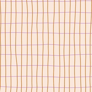 Rectangle Grid - purple and orange on beige - large