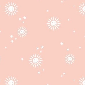 Happy days - sunshine smileys and stars summer baby happy nursery design white on pink blush