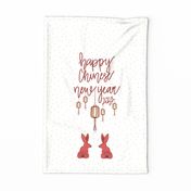 Happy Chinese New Year 2023 Tea Towel  - The Year Of the Rabbit - White