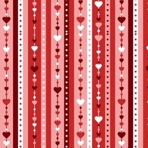 Valentine Red Pink White Beaded Fancy Stripes