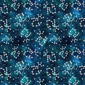 Small Scale Sagittarius Constellations on Teal Galaxy